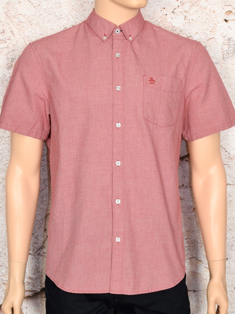 Original Penguin Short-Sleeve Button-Down Shirt in Red